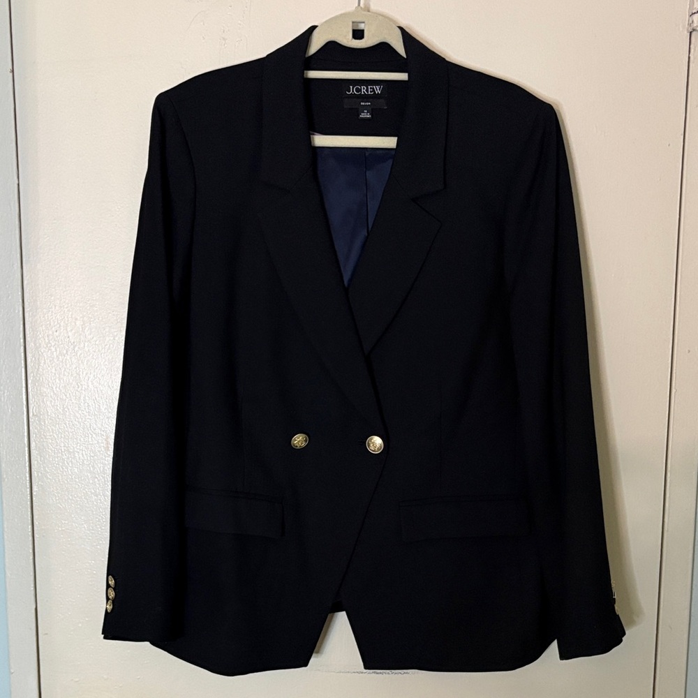 J. Crew Women's Black Blazer with Gold Buttons